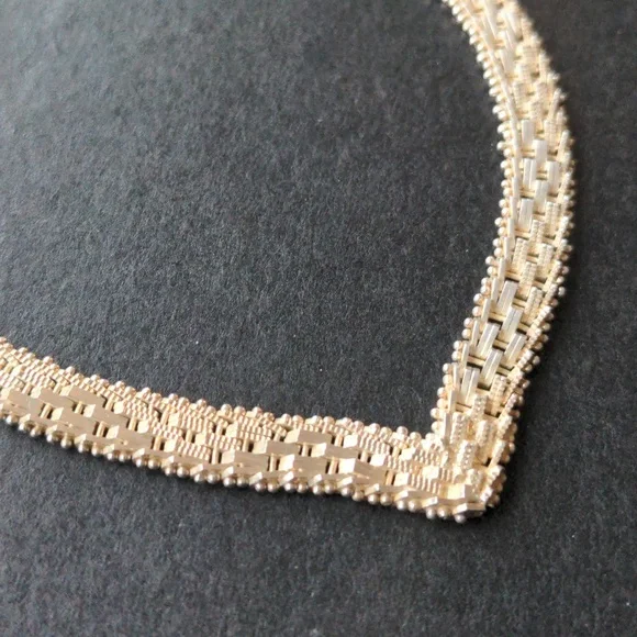 Vintage 925 sterling silver Riccio V-shape Chevron necklace - Picture 2 of 11